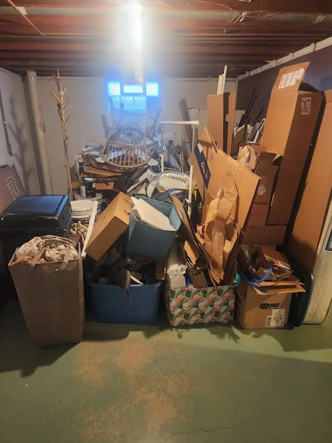 Roll-off dumpster container at job site for 4 Yard Dumpster Rental in Maple Shade